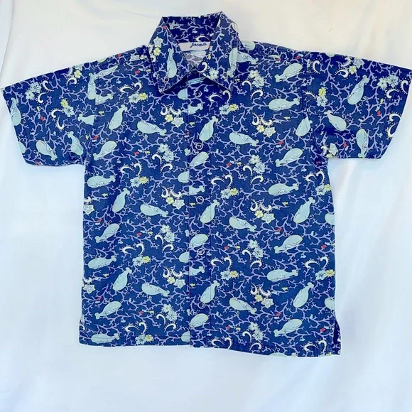 JACADI PARIS VINTAGE Gently Worn Boy’ Short Sleeve Shirt Button Down S 2 (88CM) - Picture 3 of 11